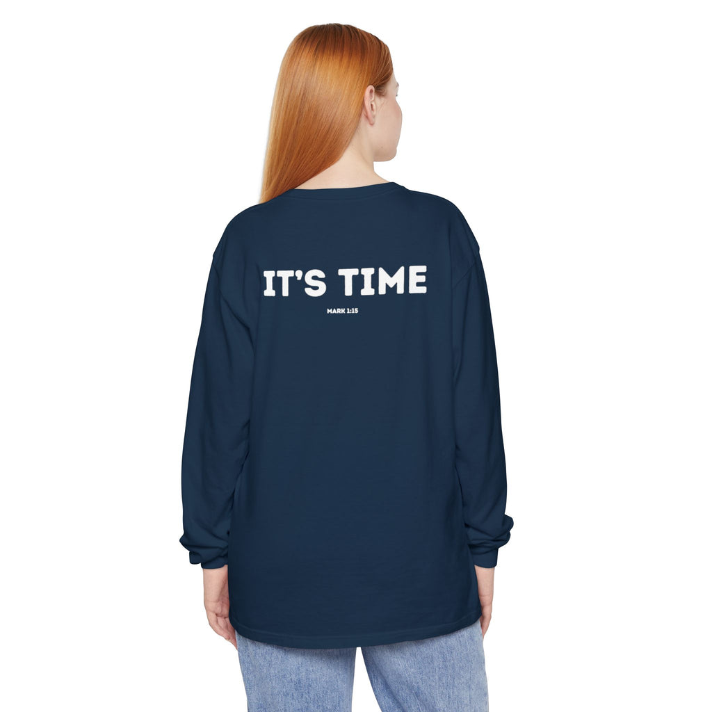 It's Time (Mark 1:15) Christian Long-sleeved T-shirt
