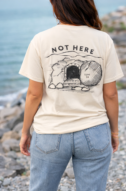 Not Here (Luke 24) Christian T-shirt