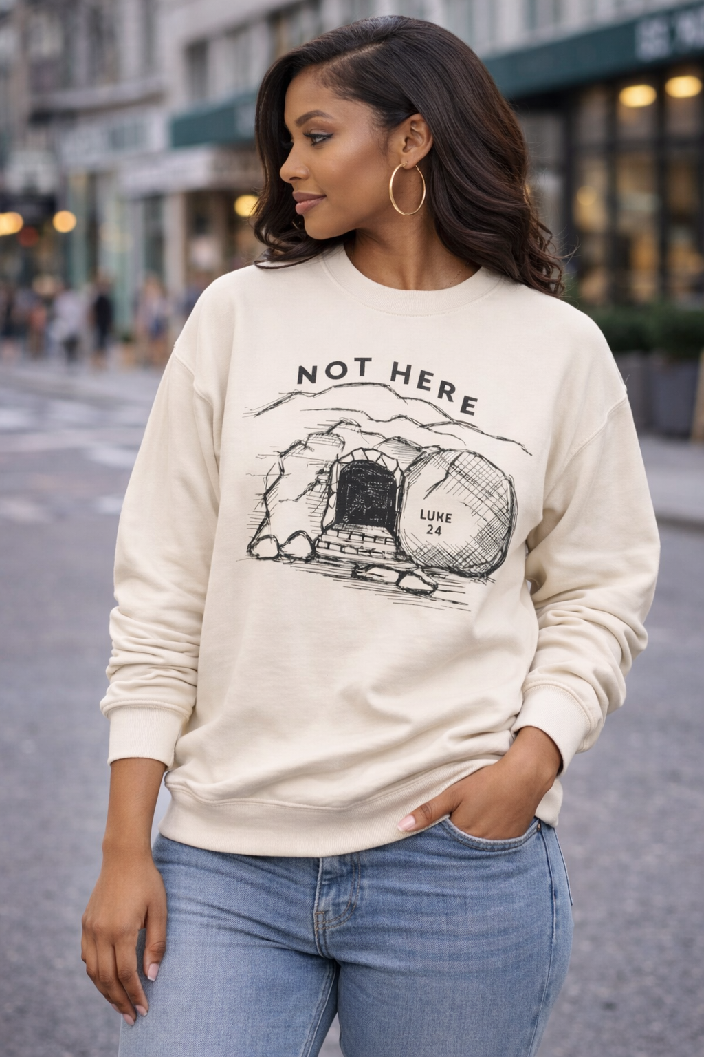 Not Here (Luke 24) Christian Sweatshirt